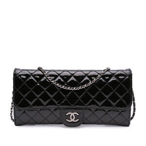 Pre-Loved Chanel CC Quilted Patent Brilliant East West Wallet On Chain